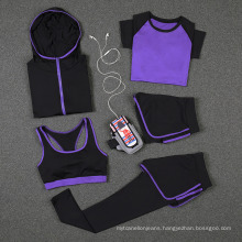 New Yoga Suit 2019 Running Gym Fashion Plum-Size Yoga Suit Speed-Drying Yoga Suit 5-Piece Set
